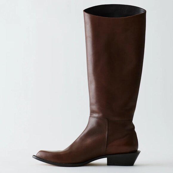 Tibi Wax Calf Dean Boot, red brown, 36.5, NIB - Picture 1 of 9